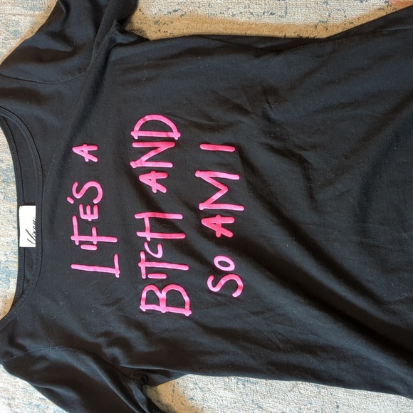 MISS KITTY LIFE'S A B!TCH RAGLAN T-SHIRT VIXEN BY MICHELINE PITT - Picture 2 of 3